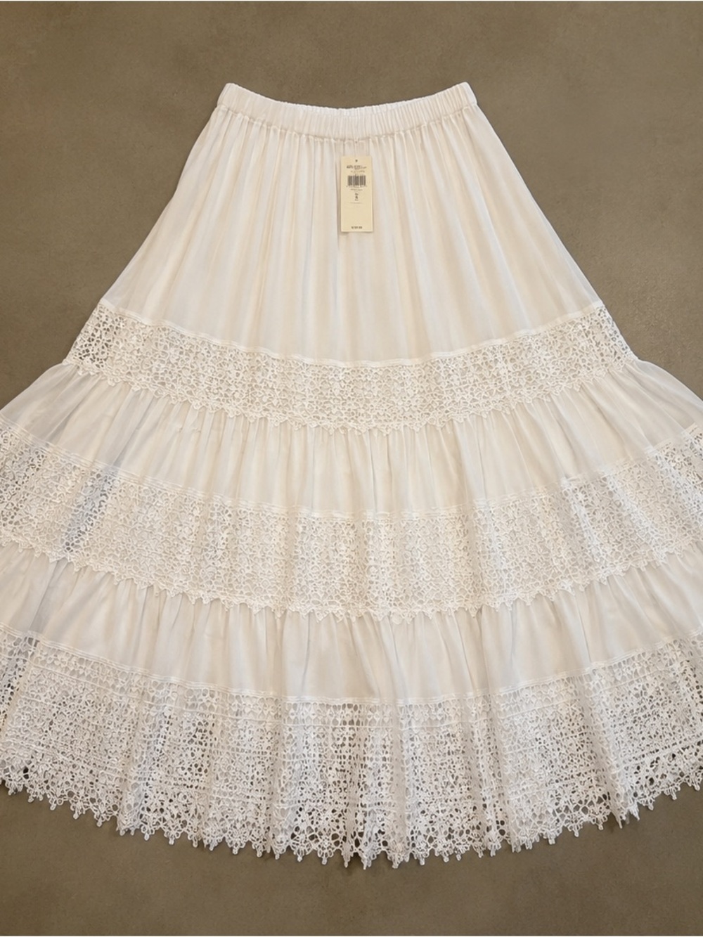 White Tiered Lace Maxi Skirt - Women's Skirt size 12